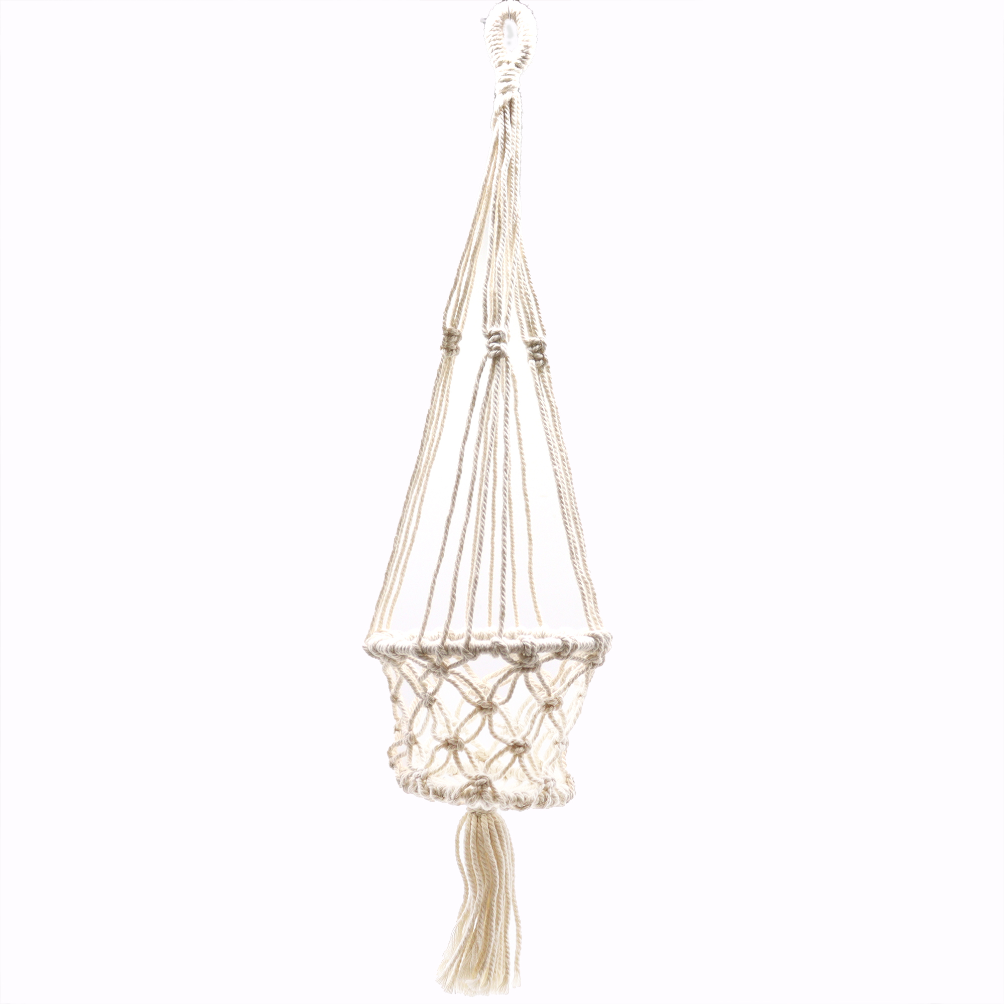 Macrame Pot Holder - Single Small pot - Rope White - NEW - 75x7 (cm)